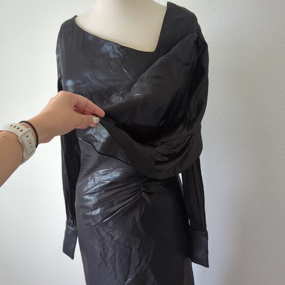 BCBGMAXAZRIA Wylie Dress Womens 38 6 Runway Designer Luxury Black Shimmer $368 - Picture 11 of 16